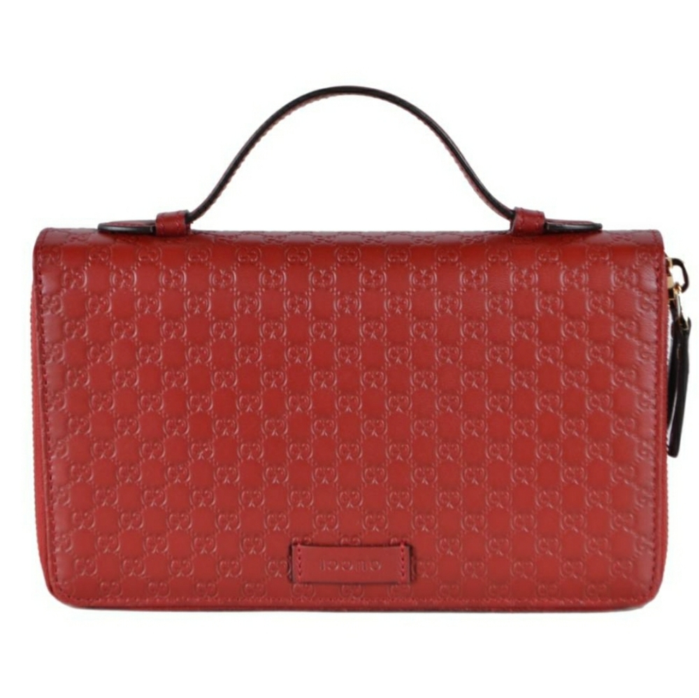 RED LEATHER GG ,GUCCISSIMA  DOUBLE ZIP TRAVEL WALL
